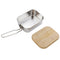 Steel Lunch Box Bamboo Wood Cover Portable Picnic Barbecue Bento Container Newly