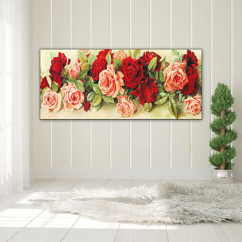 Rose Oil Paint By Numbers DIY Canvas Wall Art Picture Craft Home Decoration Gift