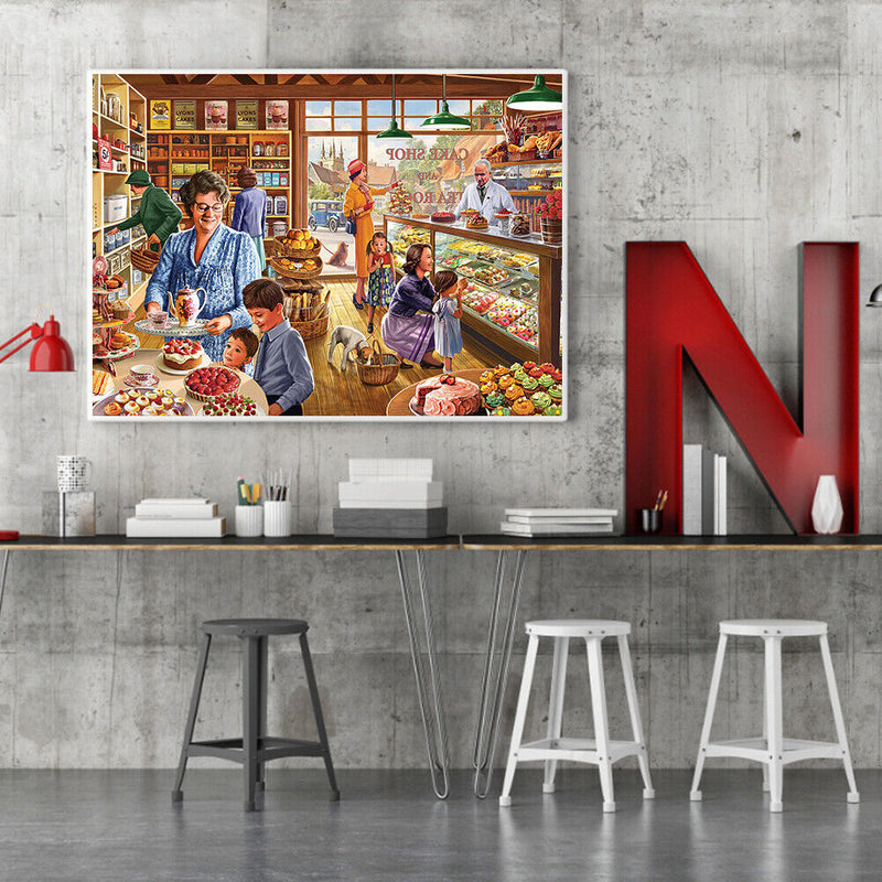 Hand Painted on Canvas DIY Dessert Market Oil Paint By Numbers Drawing Kit Craft