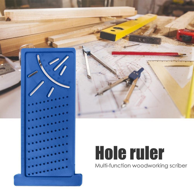 Woodworking Scribe Mark Line Gauge Cross-Out Carpenter Angle Ruler (Blue)
