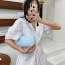 Retro Women Embossed Geometric PU Underarm Shoulder Bag Handbags (Blue)