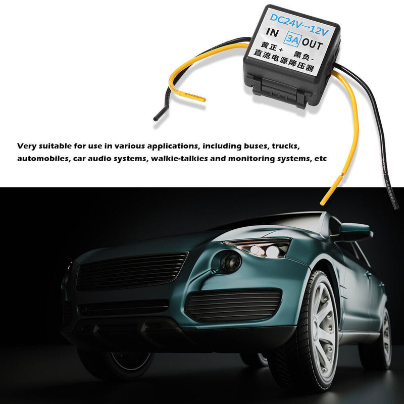 24V DC to 12V DC 3A Step Down Buck Power Converter for Car Auto Bus Truck Boat