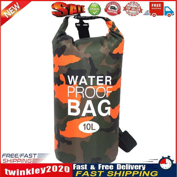 Waterproof Swimming Bag Camouflage Outdoor Kayak Dry Sack (10L Orange) Newly
