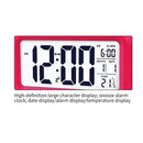 Temperature Alarm Clock LED Digital Backlight Calendar Snooze Clock (Red)