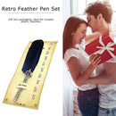 Calligraphy Feather Dip Pen+5 Nib Writing Quill Fountain Pen (Navy Blue)