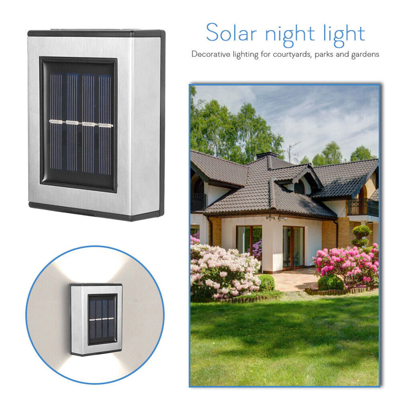 2pcs LED Solar Light Wall-Mounted Waterproof Garden Lamps (White Light)