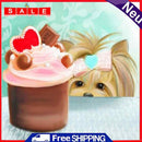 5D DIY Full Drill Round Shape Puppy Eat Cake Rhinestone Diamond Drawing Decor