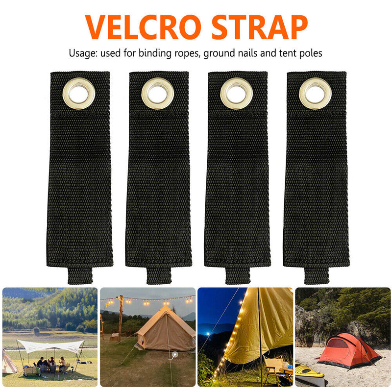 4pcs/Set Reusable Self-Adhesive Tie Strap Belt for Ground Peg Tent Poles Stor