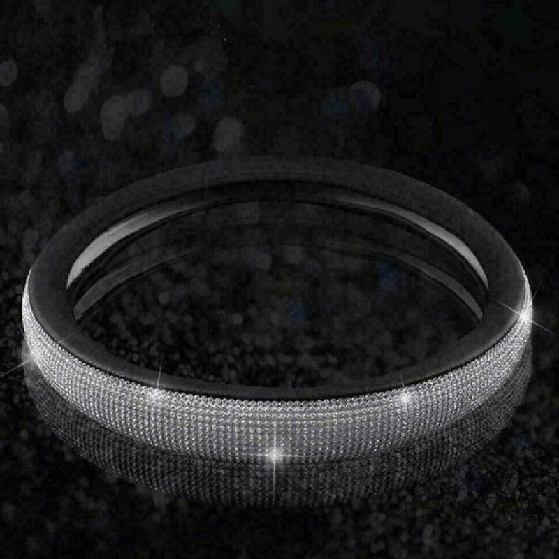PU Leather Skidproof Bling Car Steering Wheel Crystal Sparkled N6O5 Cover M4L4