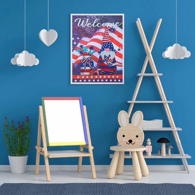 5D DIY Diamond Painting Kits Partial Special Shape Drill Welcome Gnome Arts