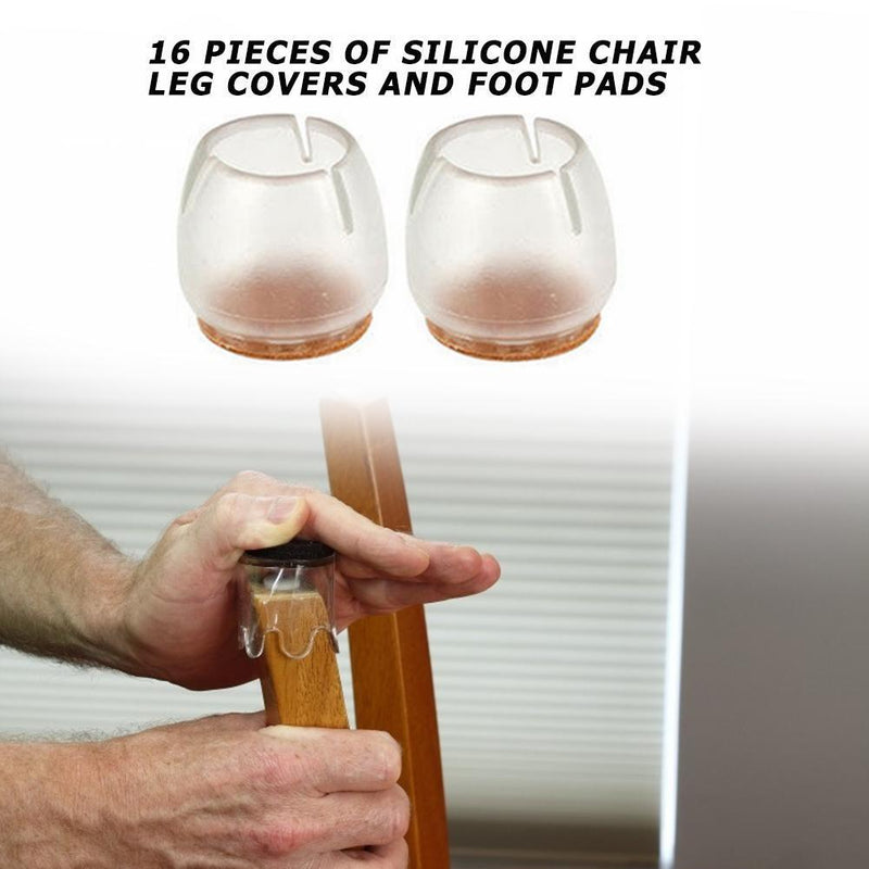 16pcs Durable Non-Slip Chair Desk Leg Protective Case Cap Pad Silicone Tabl