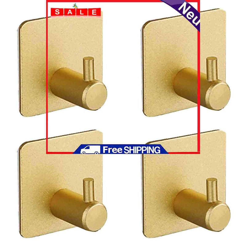 Wall Hooks - Bathroom Kitchen Supplies 4 Pack Stick on Wall Adhesive Door Hooks
