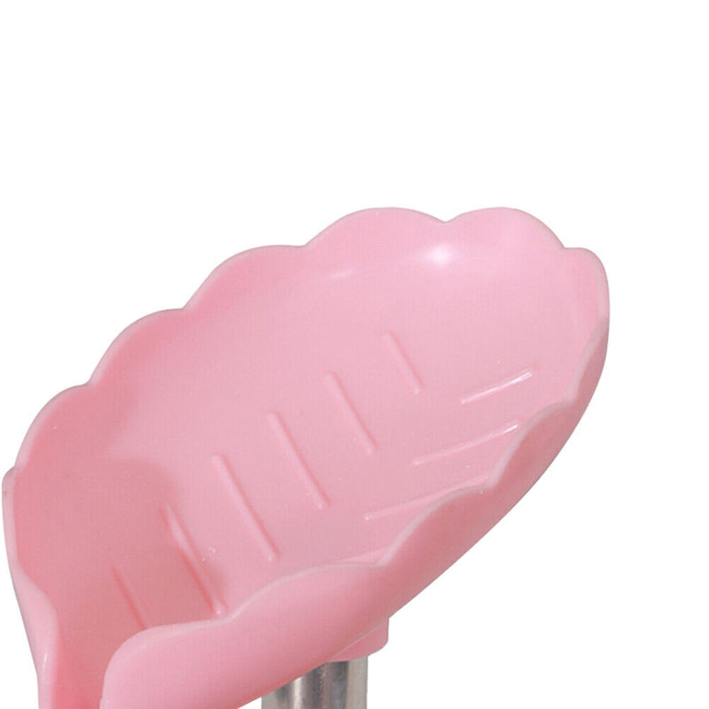 Leaf Shaped Soap Drain Holder Punch-Free Toilet Laundry Tray Gadgets (Pink)