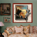 Running Tiger 5D DIY Full Drill Round Diamond Painting Embroidery Kits Gift