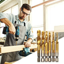 6pcs Self-centering Spiral Pointed Tap HSS Tapping Thread Hex Tap Drill Bit Tool