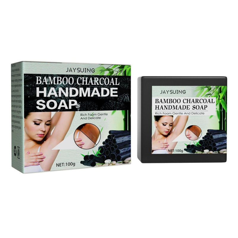 100g Women Bamboo Charcoal Armpit Whitening Handmade Soap Skin Cleansing`