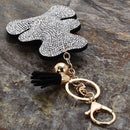 Fashion Leather Keychain Neutral Cubs Rhinestone Bag Car Keychain Sliver