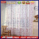 Transparent Voile Floral Print Curtains Bedroom Window Door Curtain (Purple