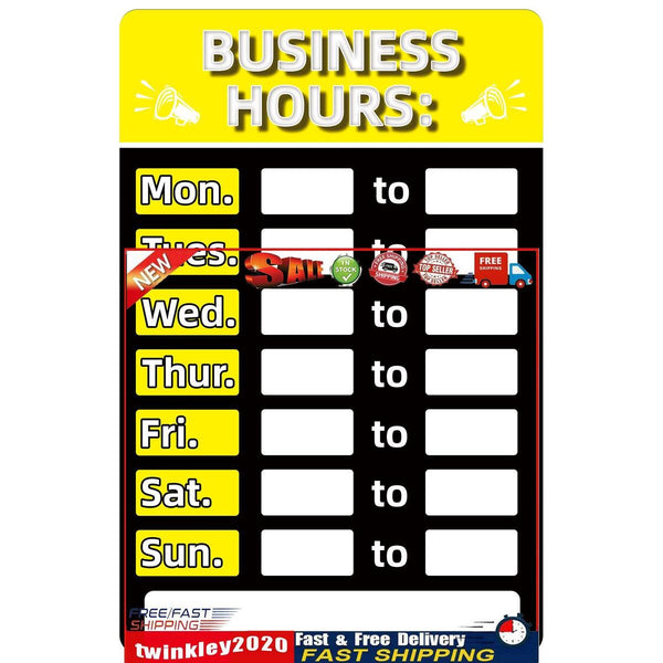 Business Hours Sign Hours of Operation Signs for Window / Door (Yellow) Newly