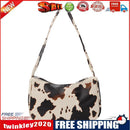 Cow Dot Printed Handbag Women PU Totes Small Underarm Shoulder Bag (Beige)