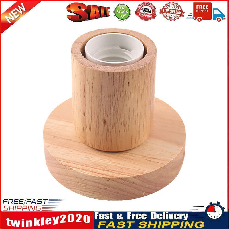 Solid Wood Table Lamp Base E27 220V Wooden Light Holder w/Switch Line (C) Newly