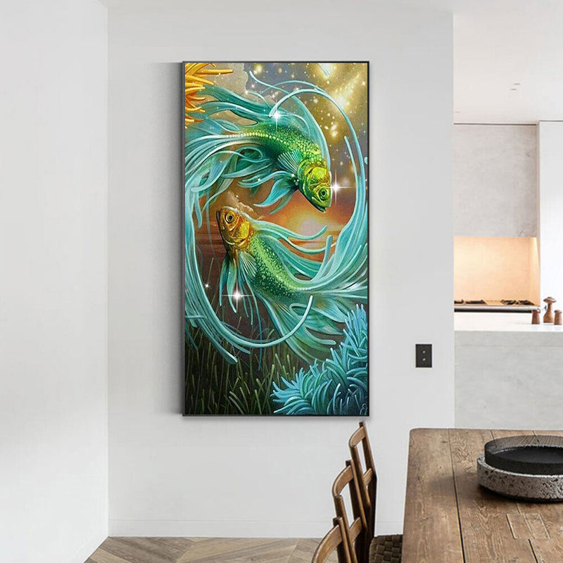 Two Fish Oil Paint By Numbers Kits Canvas Picture Wall Art DIY Craft Coloring