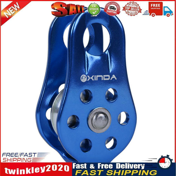 Rock Climbing Pulley Aluminum Bearing Lifting Fixed Rope Equipment (Blue) Newly