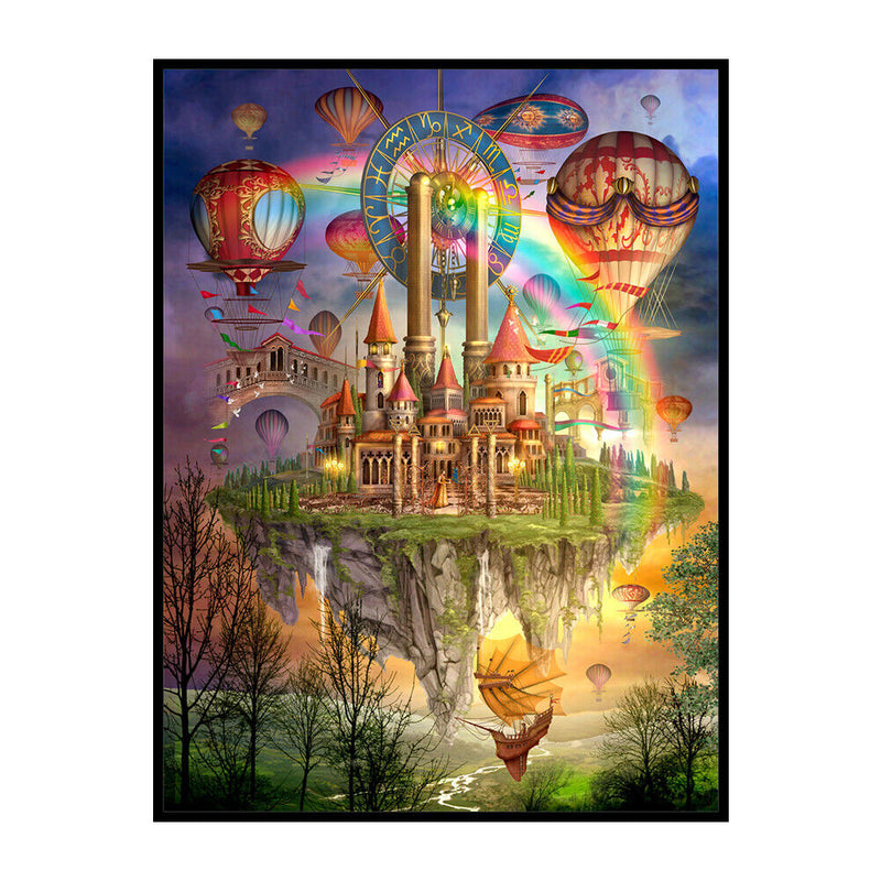 DIY Sky City and Rainbow Printed Cross Stitch Full Cotton Handmade Embroidery