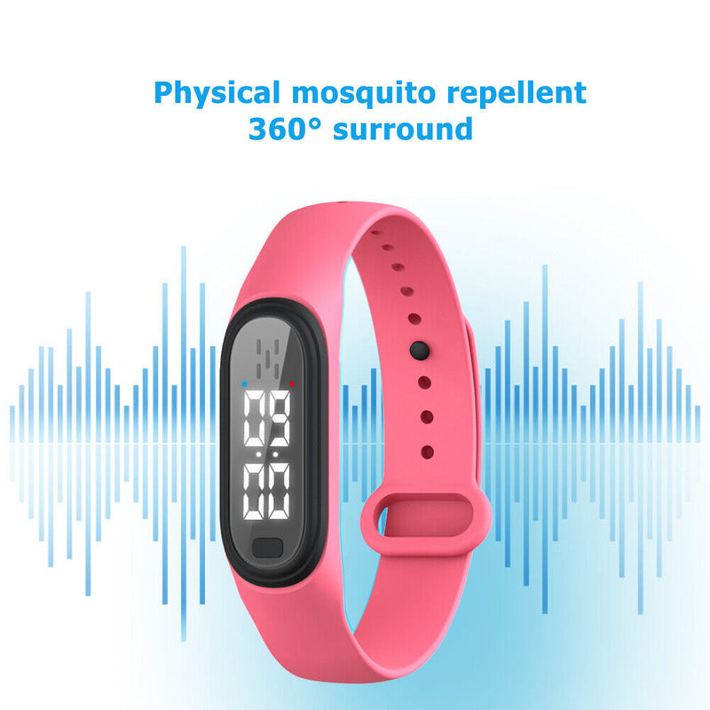 Q2 Ultrasonic Mosquito Repellent Watch Anti Pest Bug Drive Bracelet (Pink) Newly