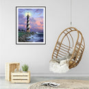 5D DIY Full Drill Round Shape Sea Tower Rhinestone Diamond Drawing for Home