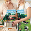 Pasture Linen Kitchen Apron Household Waterproof Cooking Pinafore (68X55CM)