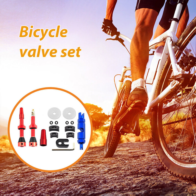 Bike Tubeless Presta Valve Set Bike CNC Machined Anodized Tool (44mm Red) Newly