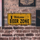 Welcome Beer Zone License Plate Metal Tin Sign Plaque for Bar Pub Club Cafe
