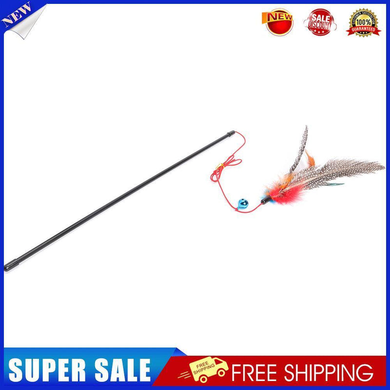 Cat Teaser Wand Toys Colorful Feather Rod Pet Interactive Stick with Bell