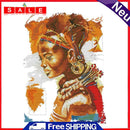 Not Full Needles Thread Cross Stitch African Women DIY 2-Beach 14CT Cotton Kit