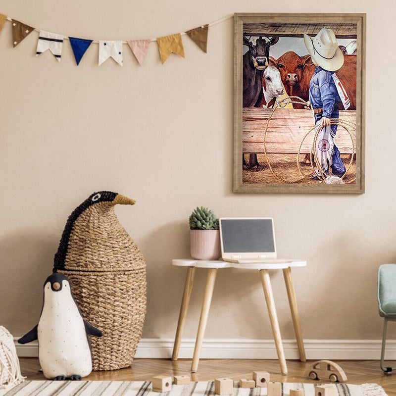 5D Diamond Painting Cowboy Full Round Diamond Rhinestone Set