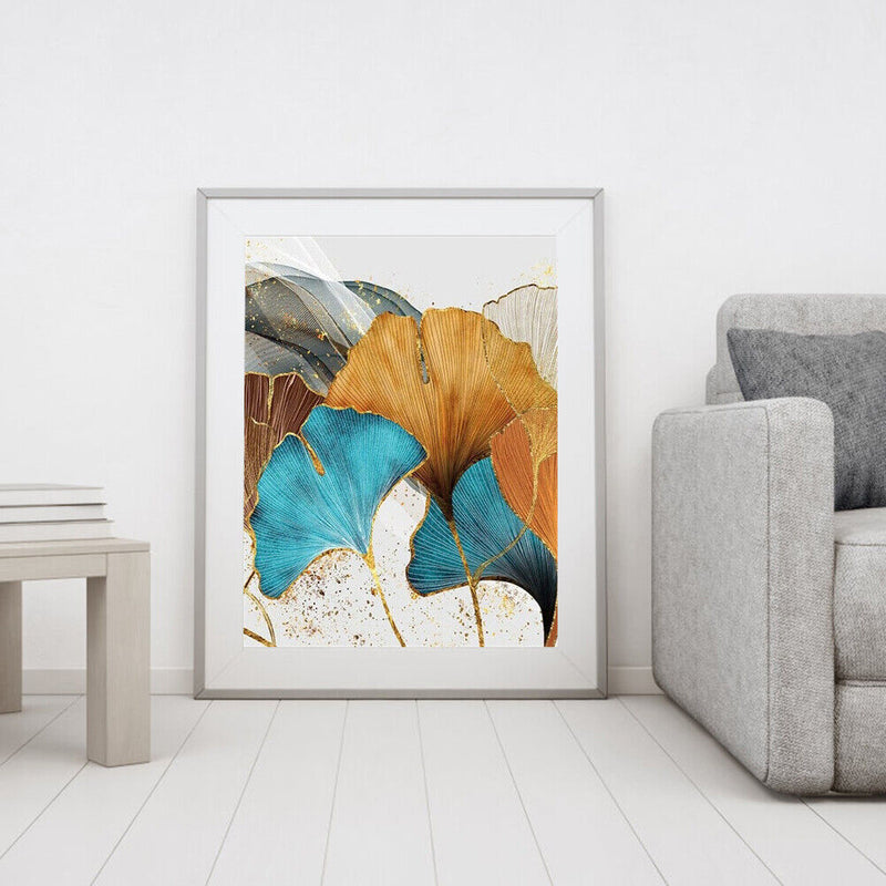 DIY Paint By Number Kit Frameless Ginkgo Abstract Handpainted Canvas Art Decor