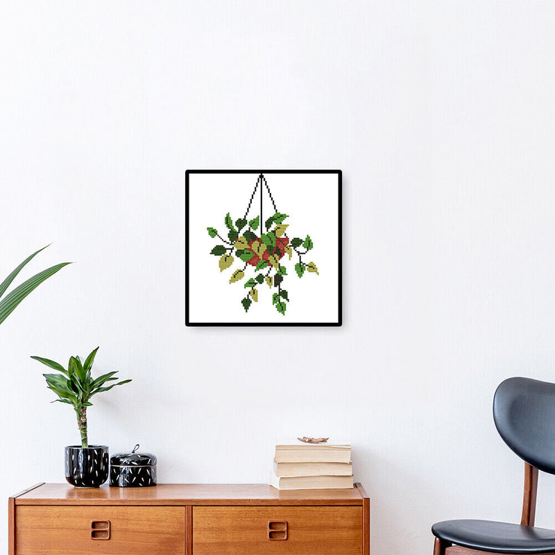 14CT Partial Cross Stitch Hanging Basket Stamped DIY Embroidery Kits Crafts