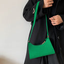 Women Felt Solid Color Shoulder Bag Casual Zipper Messenger Bag (Green)