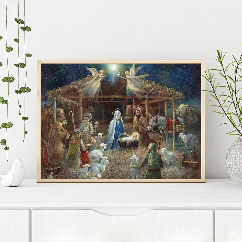 Nativity Oil Paint By Numbers Kits Canvas DIY Picture Hand Painted Wall Crafts