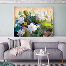Full Round Diamond Painting Elegant White Lotus Rhinestone Mosaic Home Wall Art