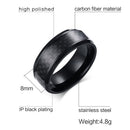 Stainless Steel Fashion Wedding Band Men Ring Black Carbon Fiber Ring