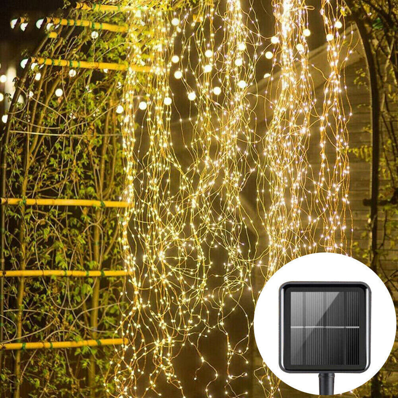 Solar Lamp Copper Wire Waterfall Fairy String Light Festival Decor (100LED)