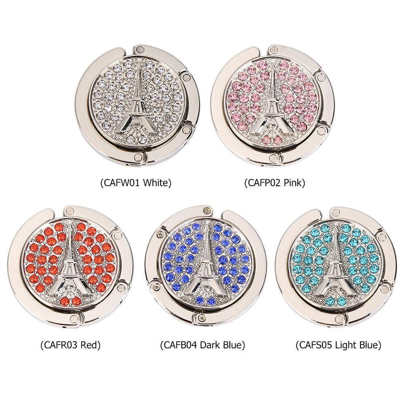 5pcs Portable Metal Foldable Bag Hook Holder Purse Hanger (White)