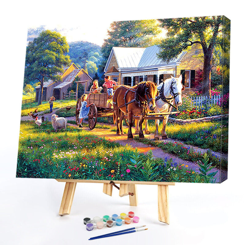 DIY Paint By Number Kit Farm Scenery No Frame for Home Decoration Art Gift
