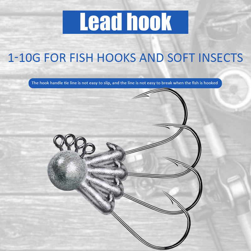 10x Crank Round Ball Head Hook Jig Bait Soft Worm for Perch Fishing (3.5g) Newly