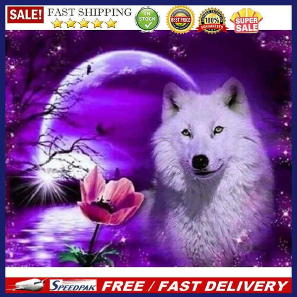 DIY Paint By Number Kit Frameless White Wolf Moonlight Handpainted Canvas Decor