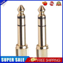 2x Jack 6.35mm Male to 3.5mm Female Plug Connector Mic Audio Screw Adapter