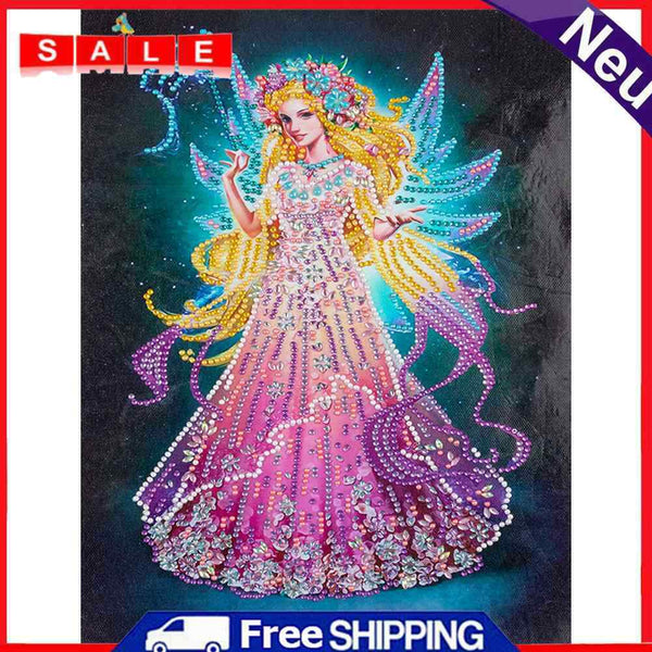5D DIY Partial Drill Special Shape Lady Wings Fairy Rhinestone Diamond Drawing
