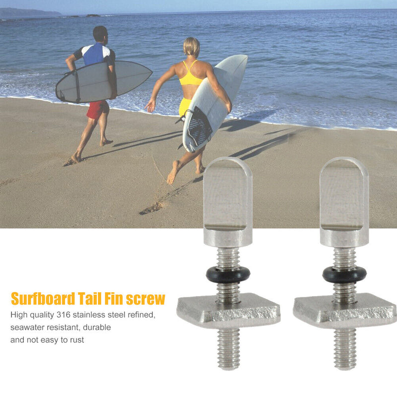 2pcs Stainless Steel Boat Surfboard Fin Screw Long Board Fin Screws Plate T